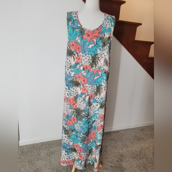 Talbot's Floral Dress Size 2X Elastic Waist Womens Pull Over Sleeveless - Picture 9 of 9